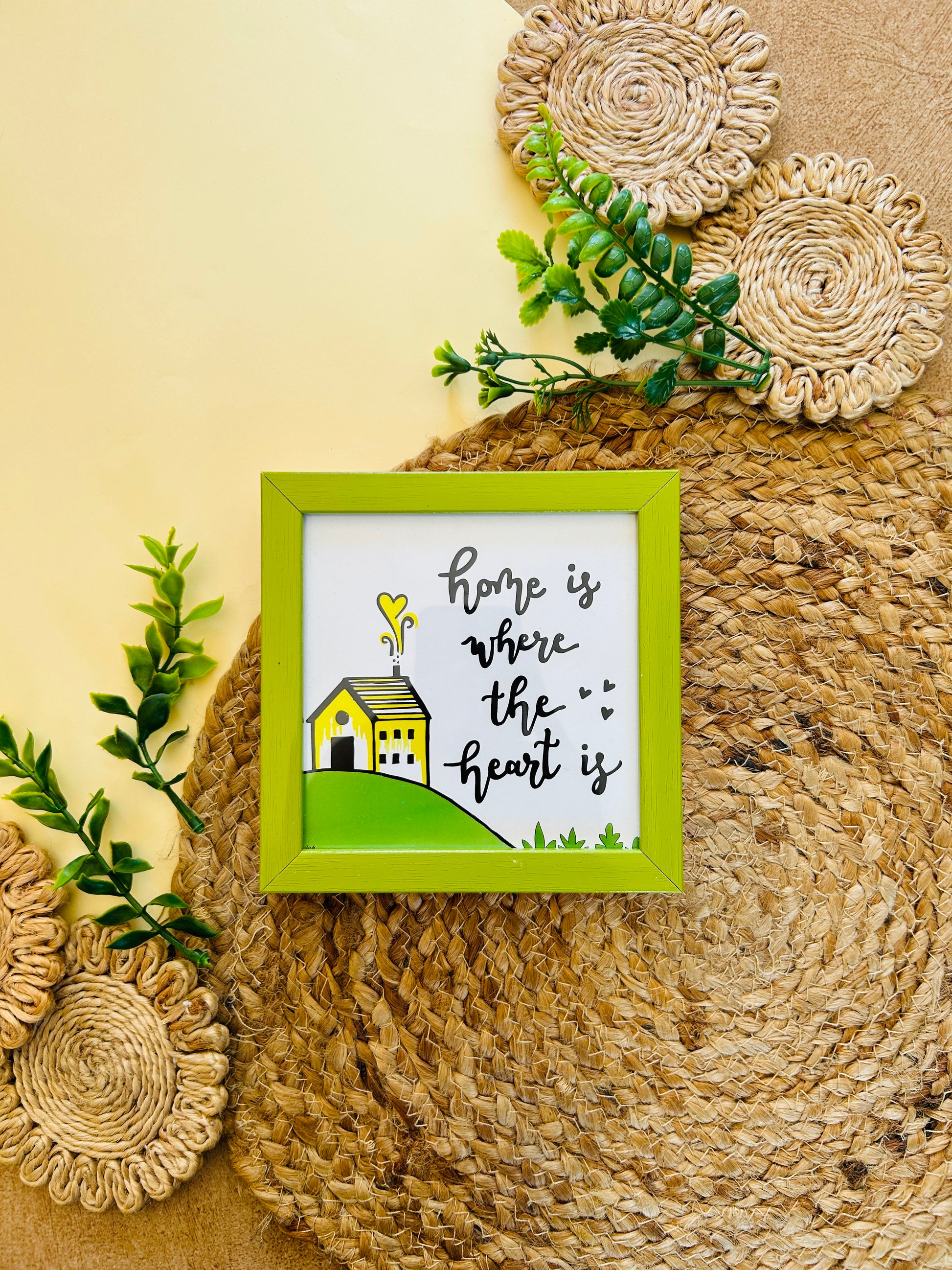 Home is where the heart is | 5*5 inches glass top wall frame