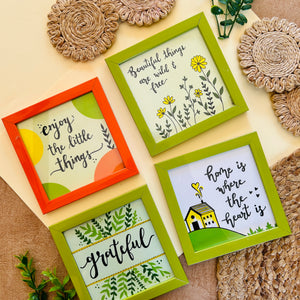 Grateful Combo - Set of 4 | 5*5 inches glass top wall frame