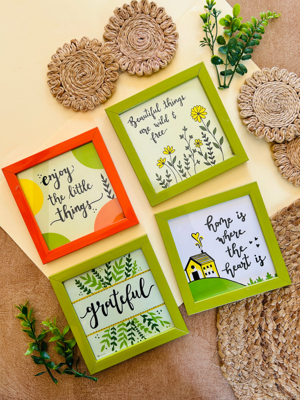 Grateful Combo - Set of 4 | 5*5 inches glass top wall frame