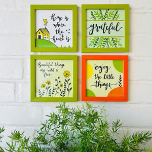 Grateful Combo - Set of 4 | 5*5 inches glass top wall frame
