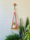 Pink Beaded Mini Shelves with ceramic hooks and ceramic owl planters