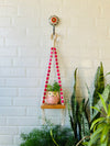 Pink Beaded Mini Shelves with ceramic hooks and ceramic owl planters