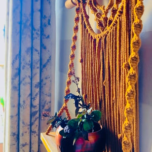 Mac Two Stories | MUSTARD | Macrame Shelf with a Ceramic hook