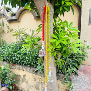 Macrame Melodies | LONG BRAIDS (Set of 3 'ceramic' hanging bells) + Ceramic hook