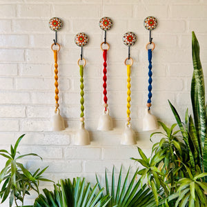SET OF FIVE | Ceramic Macrame Bells with Ceramic Hooks (Buy 4 get 1 free)