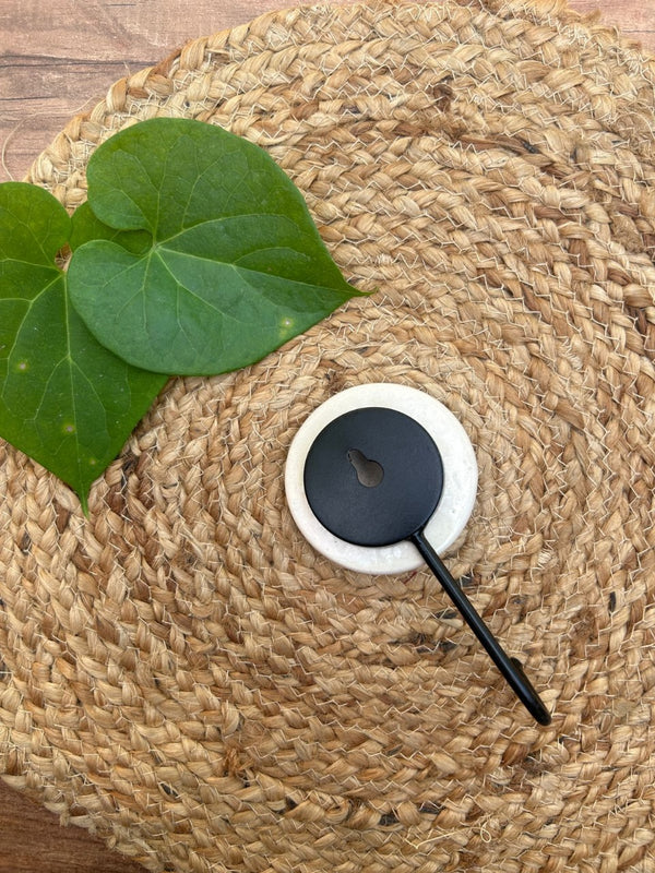 IVORY MARIGOLD | Beads and Bells Wall hanging | 5 beaded ceramic bells on a wooden dowel with ceramic hook | Handmade Decor