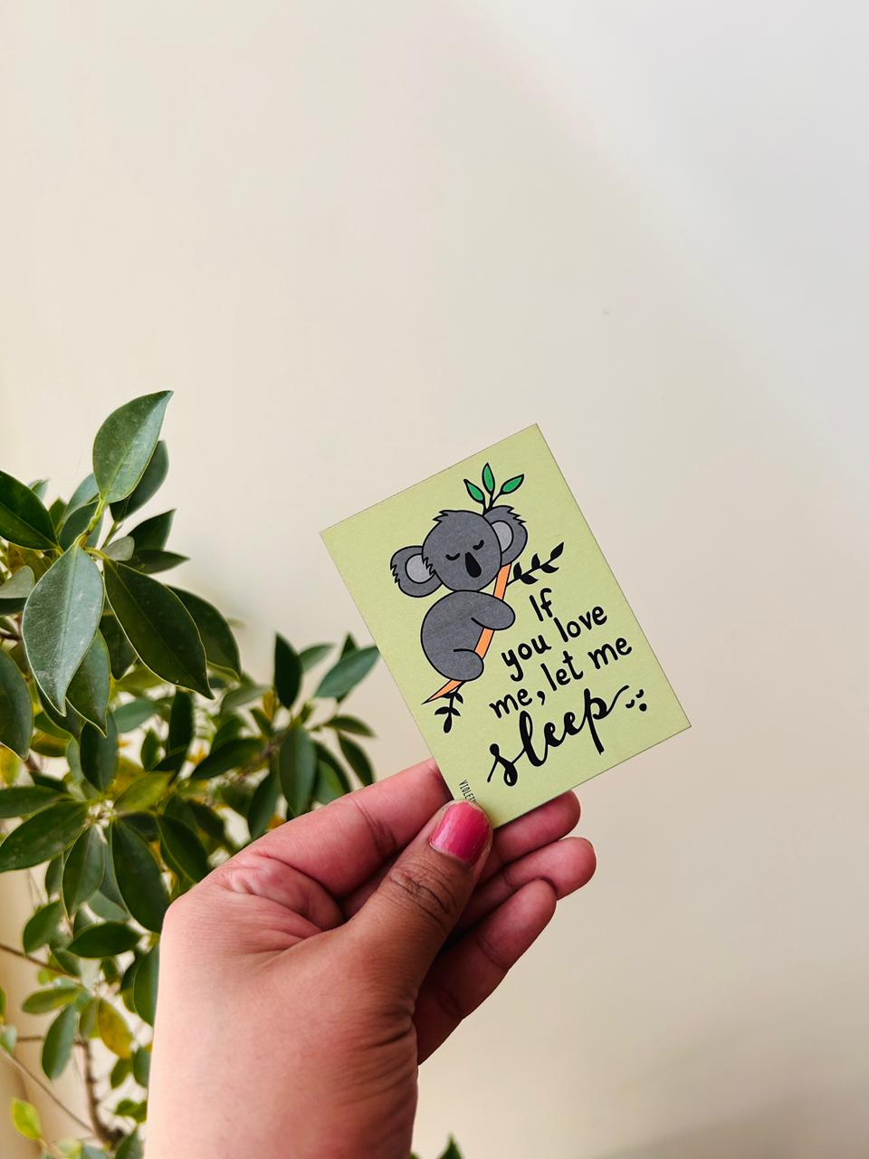 Let me sleep | Small wooden sticker with hand doodled design