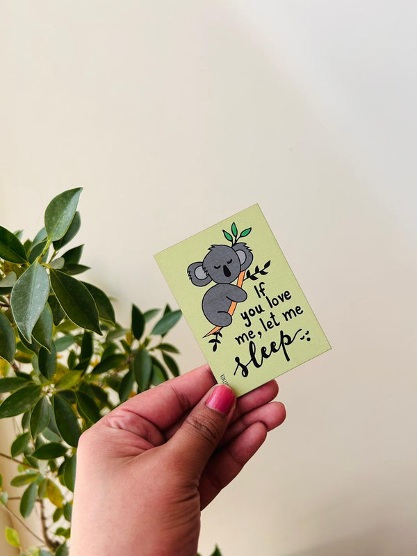 Let me sleep | Small wooden sticker with hand doodled design