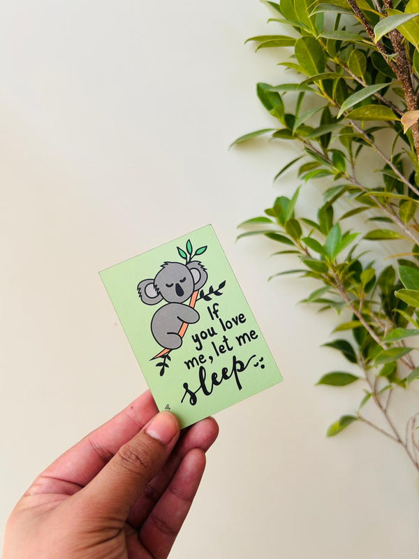 Let me sleep | Small wooden sticker with hand doodled design