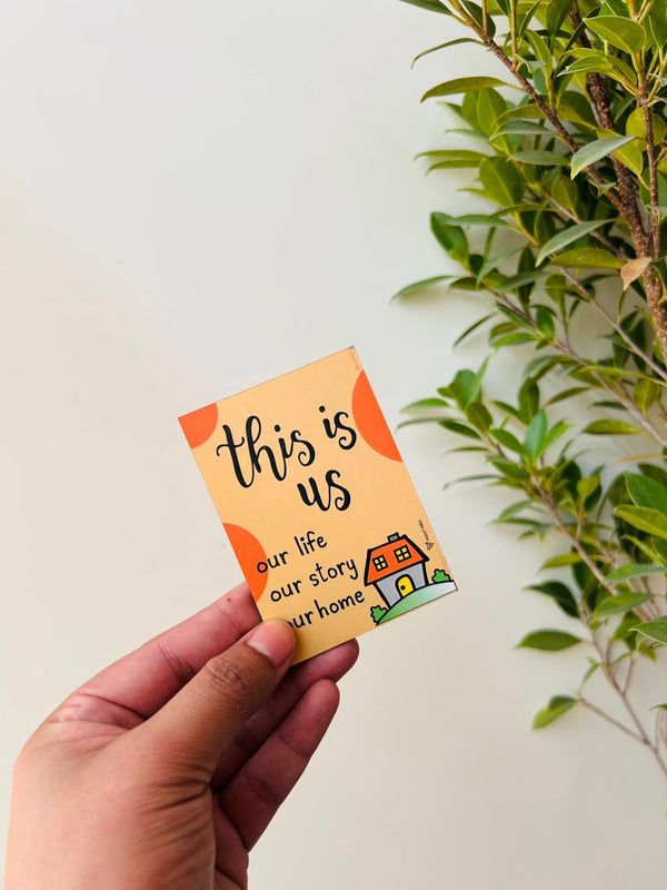 This is us | Small wooden sticker with hand doodled design
