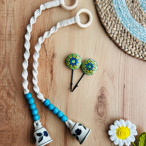Neer | Panchratna Temple Chimes | Ceramic Macrame Bells with Ceramic Hooks