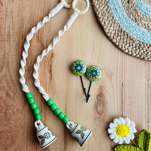 Panna | Panchratna Temple Chimes | Ceramic Macrame Bells with Ceramic Hooks