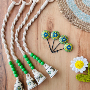 Panna | Panchratna Temple Chimes | Ceramic Macrame Bells with Ceramic Hooks