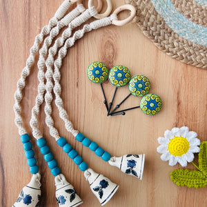 Neer | Panchratna Temple Chimes | Ceramic Macrame Bells with Ceramic Hooks