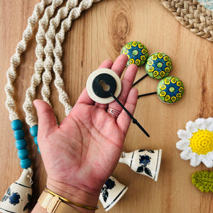 Neer | Panchratna Temple Chimes | Ceramic Macrame Bells with Ceramic Hooks