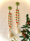Classic White Colorful Beaded Ceramic Bells with ceramic hooks |Set of 2