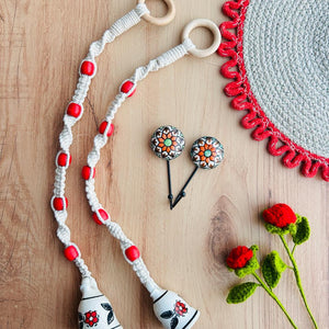 GULAAL | Temple Chimes | Ceramic Macrame Bells with Ceramic Hooks