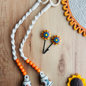 KESARI | Panchratna Temple Chimes | Ceramic Macrame Bells with Ceramic Hooks