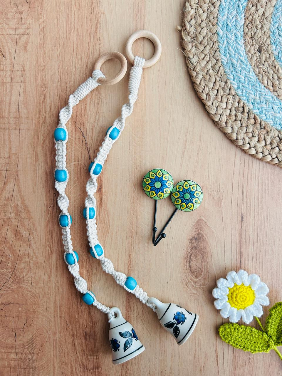 NEER | Temple Chimes | Ceramic Macrame Bells with Ceramic Hooks