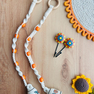 KESARI | Temple Chimes | Ceramic Macrame Bells with Ceramic Hooks