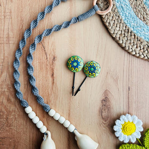 SAADGI | Temple Chimes | Ceramic Macrame Bells with Wooden Beads