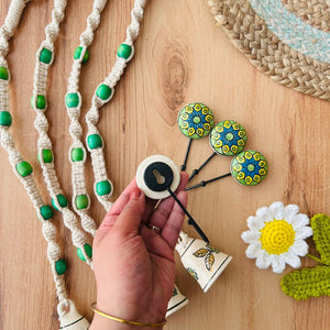 PANNA | Temple Chimes | Ceramic Macrame Bells with Ceramic Hooks