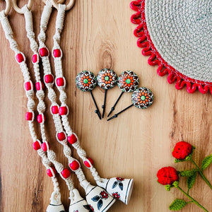 GULAAL | Temple Chimes | Ceramic Macrame Bells with Ceramic Hooks