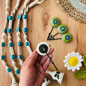 NEER | Temple Chimes | Ceramic Macrame Bells with Ceramic Hooks