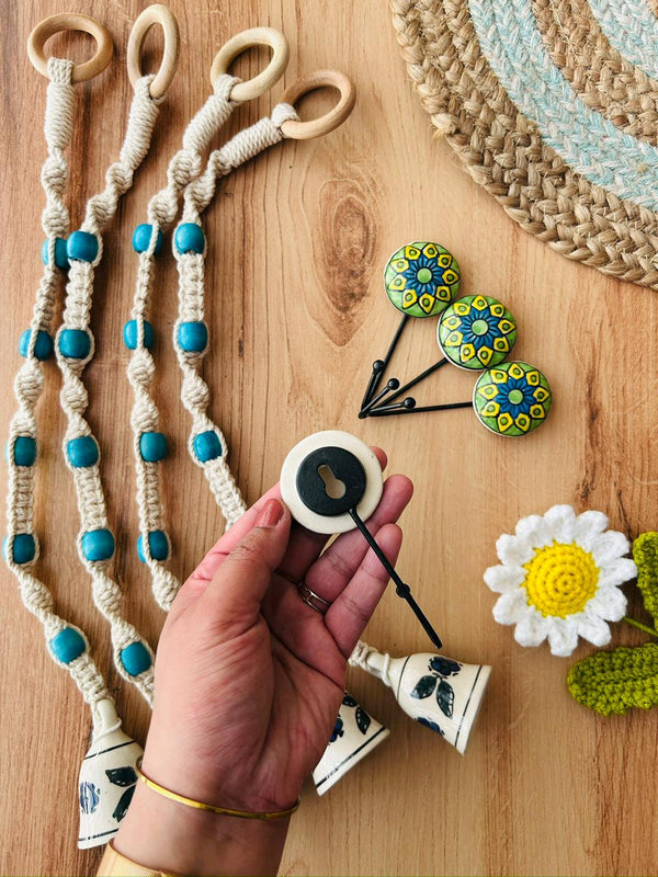 NEER | Temple Chimes | Ceramic Macrame Bells with Ceramic Hooks