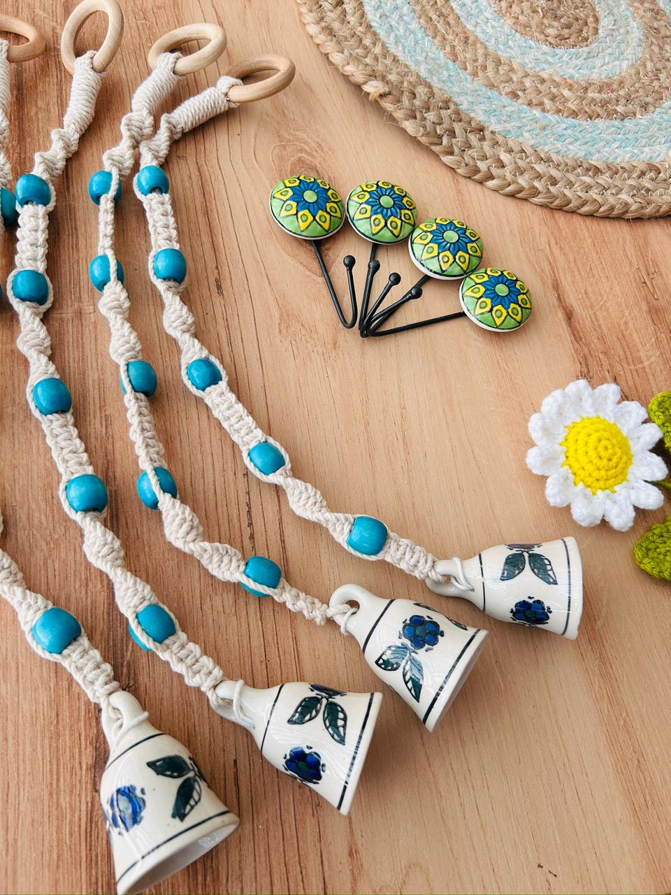 NEER | Temple Chimes | Ceramic Macrame Bells with Ceramic Hooks