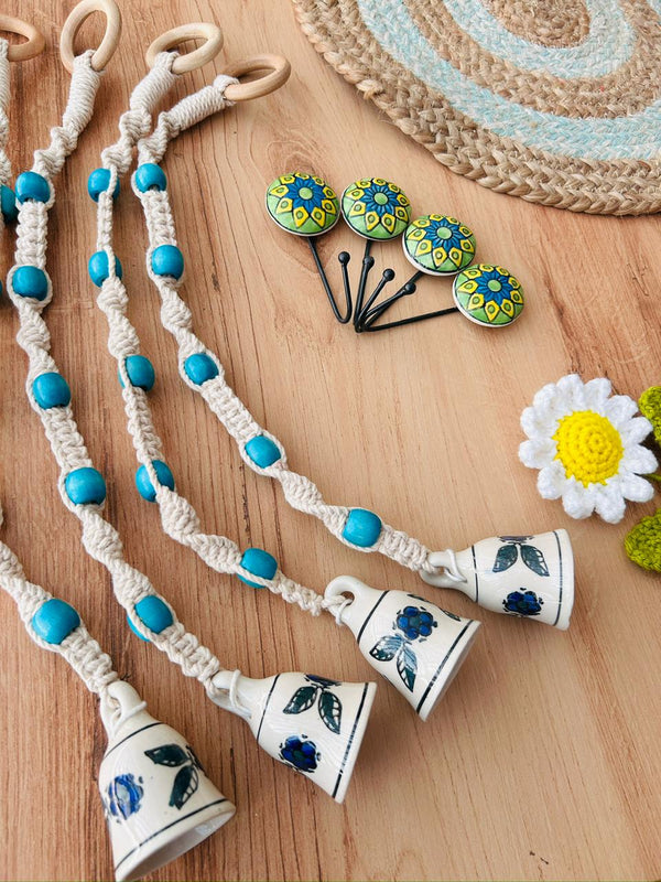 NEER | Temple Chimes | Ceramic Macrame Bells with Ceramic Hooks
