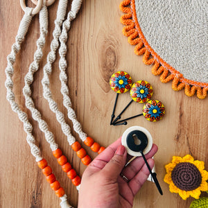 KESARI | Panchratna Temple Chimes | Ceramic Macrame Bells with Ceramic Hooks