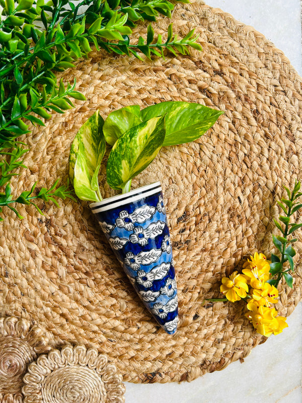 Mini Conical Planter | Blue white Lines | Buy 3 get 3 offer applicable| USE CODE  