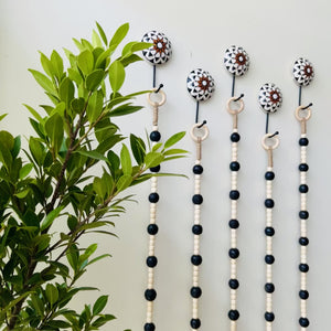Midnight | Beaded Backdrop Ceramic Bells | With Ceramic Wall Hooks