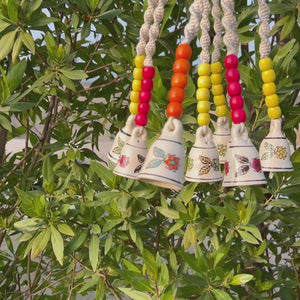 GULAAL | Panchratna Temple Chimes | Ceramic Macrame Bells with Wooden Beads