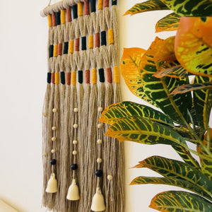 Desert Drape Ivory Boho Tapestry | With a ceramic wall hook