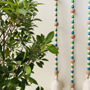 Blue Orchid | Boho Ivory | Backdrop Ceramic Beaded Bells | With ceramic wall hooks