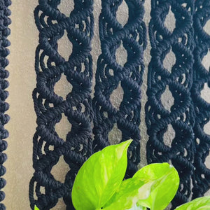 'CROSSING PATHS' MACRAME SHELF WITH A CERAMIC HOOK | BLACK