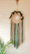 Forest green macrame dream catcher with ceramic wall hook