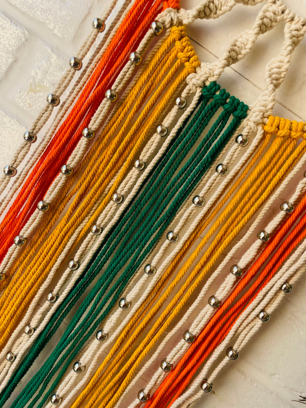 'Sunshine' spiral macrame dream catcher with ceramic hook