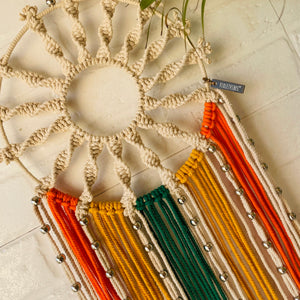 'Sunshine' spiral macrame dream catcher with ceramic hook