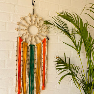 'Sunshine' spiral macrame dream catcher with ceramic hook