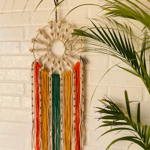 'Sunshine' spiral macrame dream catcher with ceramic hook