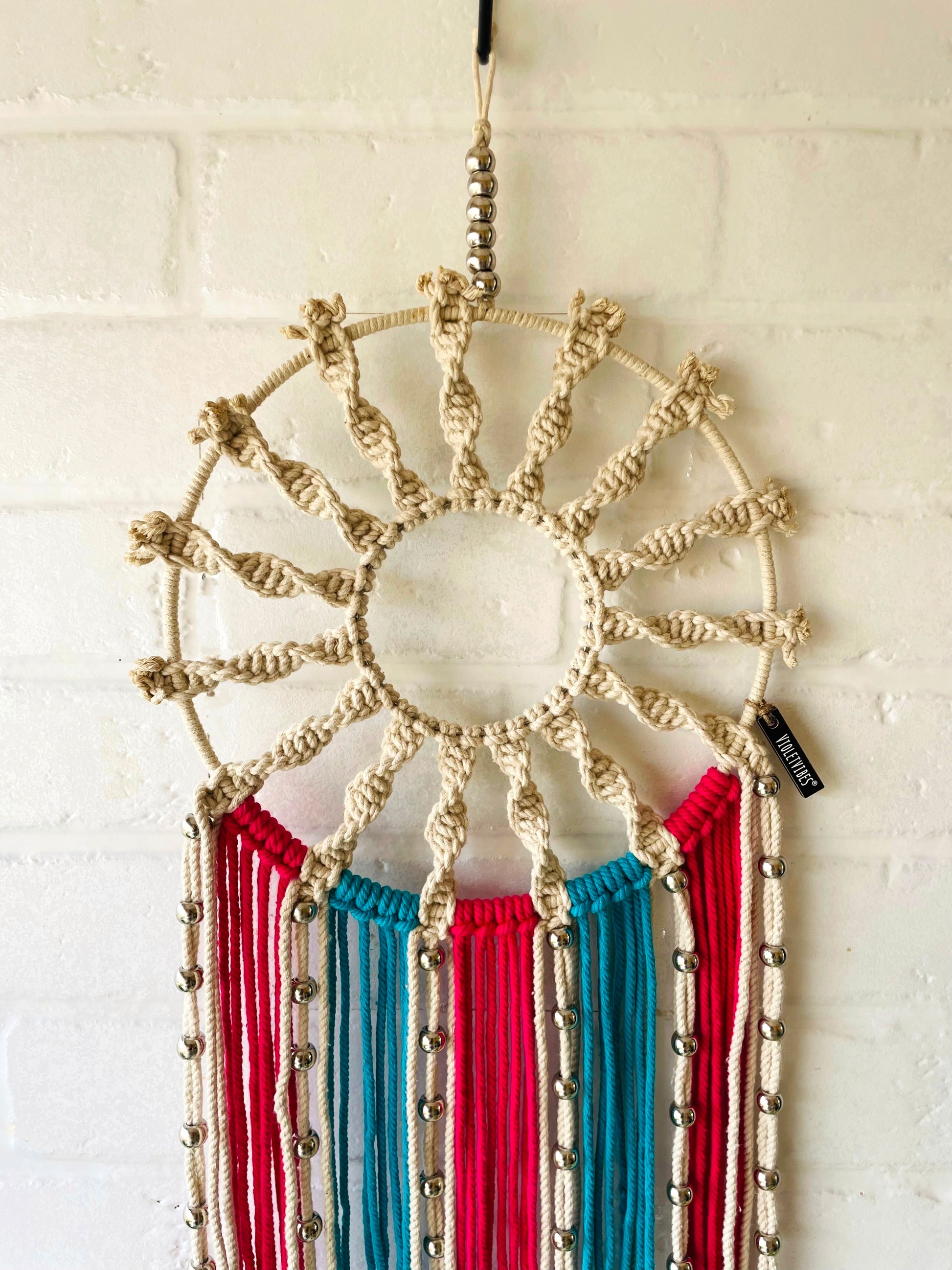 'Jasmine' spiral macrame dream catcher with ceramic hook