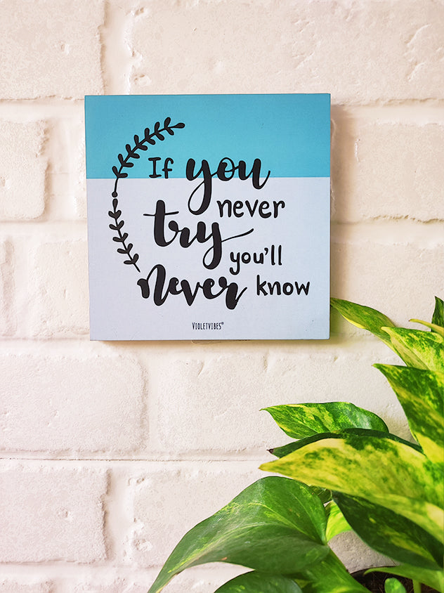 If you never try you'll never know- Wooden stick on