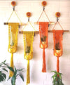 Colored Macrame Hangers with hooks and owl shaped planters