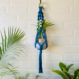 Top Spiral Macrame Plant Hangers with ceramic pots and ceramic hooks