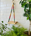 Colorful Beaded Mini Shelves with ceramic hooks and ceramic owl planters