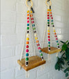 Colorful Beaded Mini Shelves with ceramic hooks and ceramic owl planters