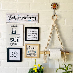 Washroom combo with stick tissue hanger | Restroom Decor